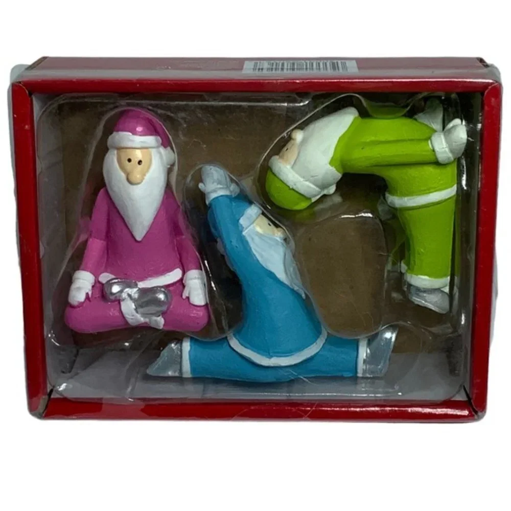 Santa Yoga Figures Gnome Christmas Gift Set Holiday Figures Set of 3 Piece Set